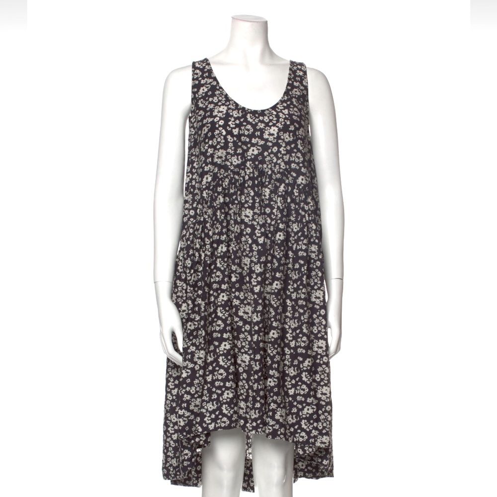 HATCH Floral Flowy Tent Dress with Pockets - Dark Grey & White